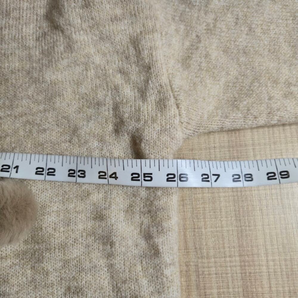 Vine & Love Womens Pullover Sweater Size Large Tan Pom Pom Preppy Coquette - Picture 6 of 9